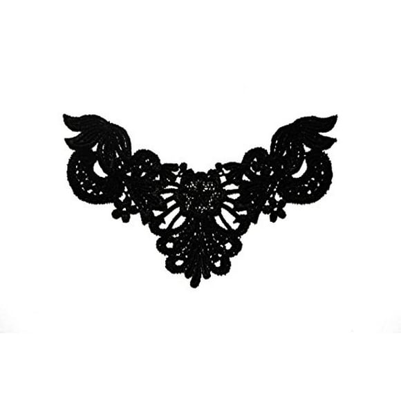 Lily 8.5" x 2" White Guipure Venice Lace Collar Bodice Applique Patch by Piece 